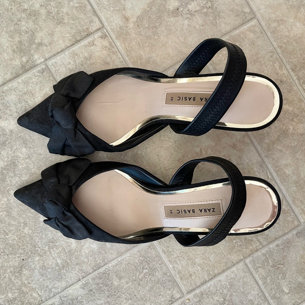 Zara bow kitten heels sling back size 8.5